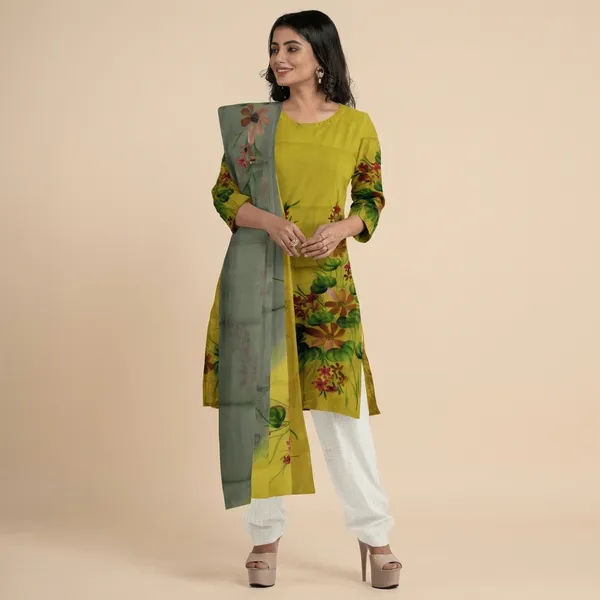 Yellow_And_Green_Cotton_Premium_And_Elegant_Kurta_Set_For_Women