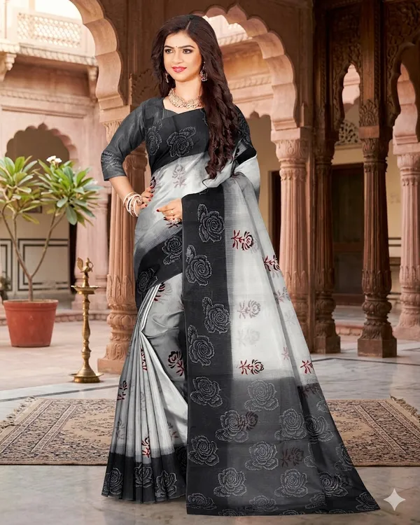 Grey_And_Black_Art_Silk_Premium_And_Elegant_Saree_For_Women