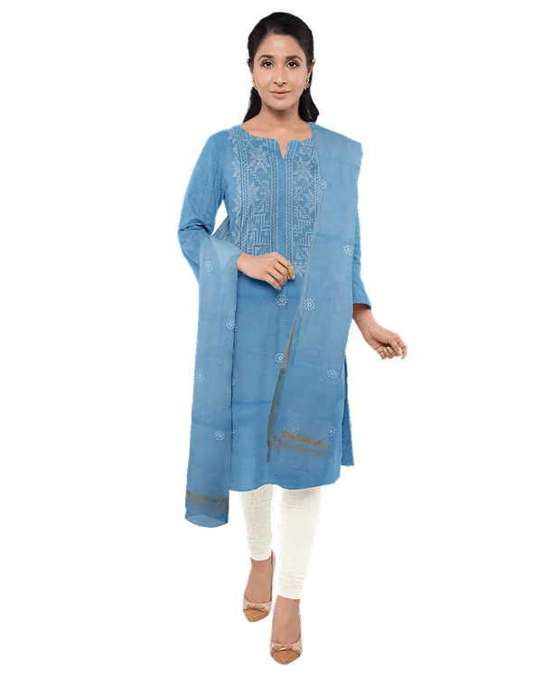 Blue_Cotton_Premium_And_Elegant_Kurta_With_Dupatta_For_Women
