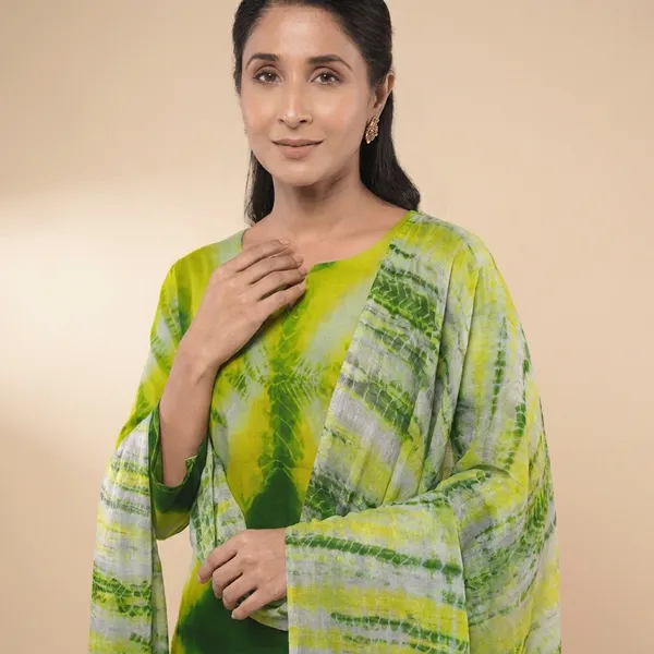 Green_And_Yellow_Cotton_Premium_And_Elegant_Kurta_With_Dupatta_For_Women