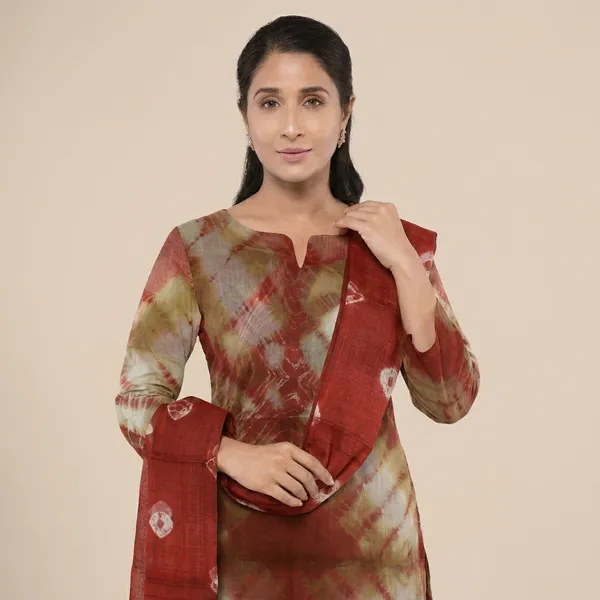 Rust_And_Beige_Cotton_Premium_And_Elegant_Kurta_With_Dupatta_For_Women