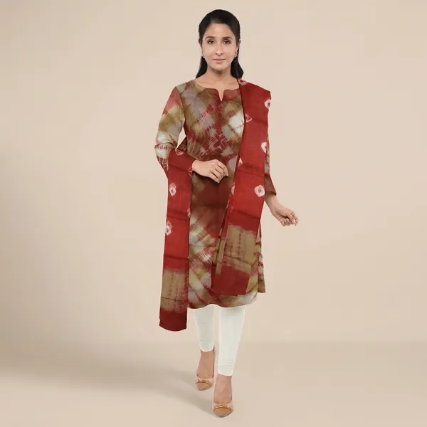 Rust_And_Beige_Cotton_Premium_And_Elegant_Kurta_With_Dupatta_For_Women