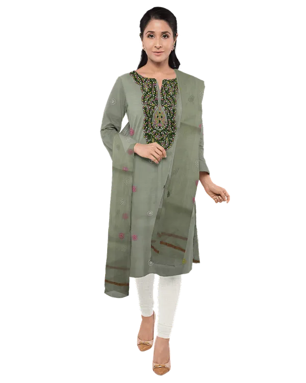Olive_Green_Georgette_And_Chiffon_Premium_And_Elegant_Kurta_With_Dupatta_For_Women