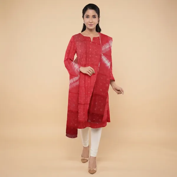 Red_Chanderi_Cotton_Premium_And_Elegant_Kurta_With_Dupatta_For_Women