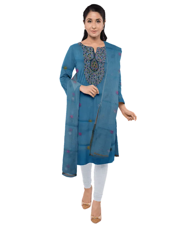Blue_Cotton_Premium_And_Elegant_Kurta_With_Dupatta_For_Women