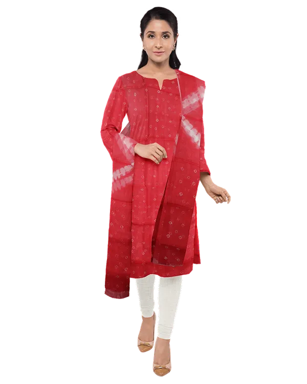 Red_Cotton_Premium_And_Elegant_Kurta_With_Dupatta_For_Women