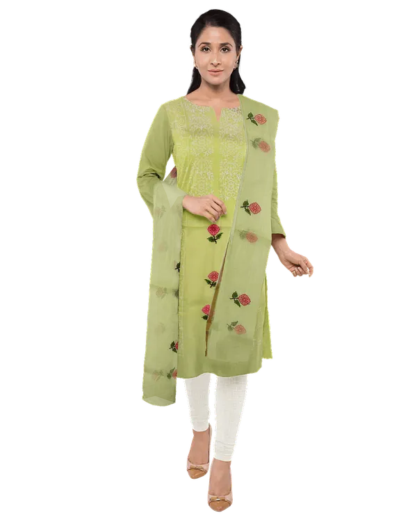 Lime_Green_Synthetic_Premium_And_Elegant_Kurta_With_Dupatta_For_Women