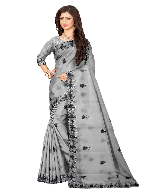 Grey_And_Black_Synthetic_Premium_And_Elegant_Saree_For_Women