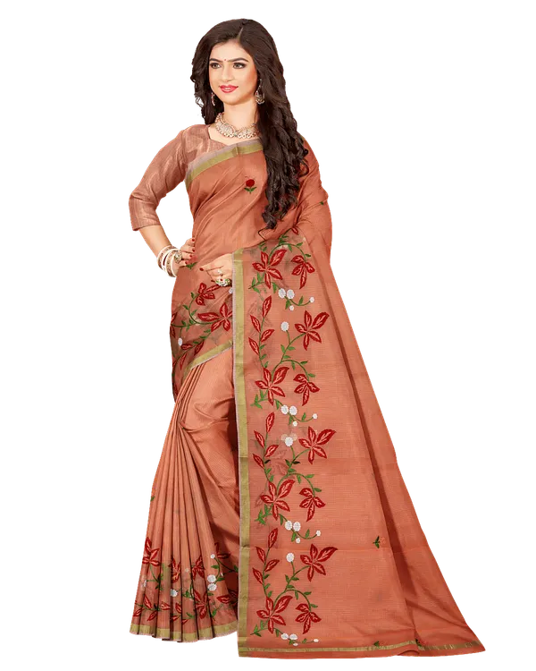 Peach_Synthetic_Premium_And_Elegant_Saree_For_Women