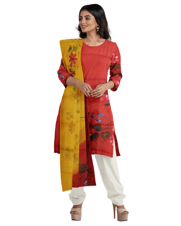 Red_And_Yellow_Cotton_Premium_And_Elegant_Kurta_Set_For_Women