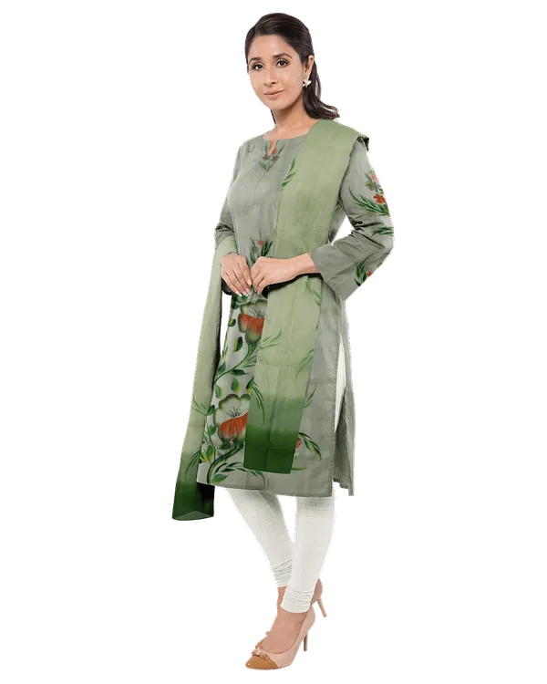 Green_Cotton_Premium_And_Elegant_Kurta_With_Dupatta_For_Women
