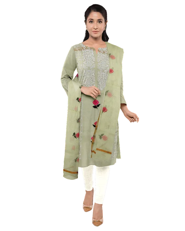 Sage_Green_Cotton_Premium_And_Elegant_Kurta_With_Dupatta_For_Women