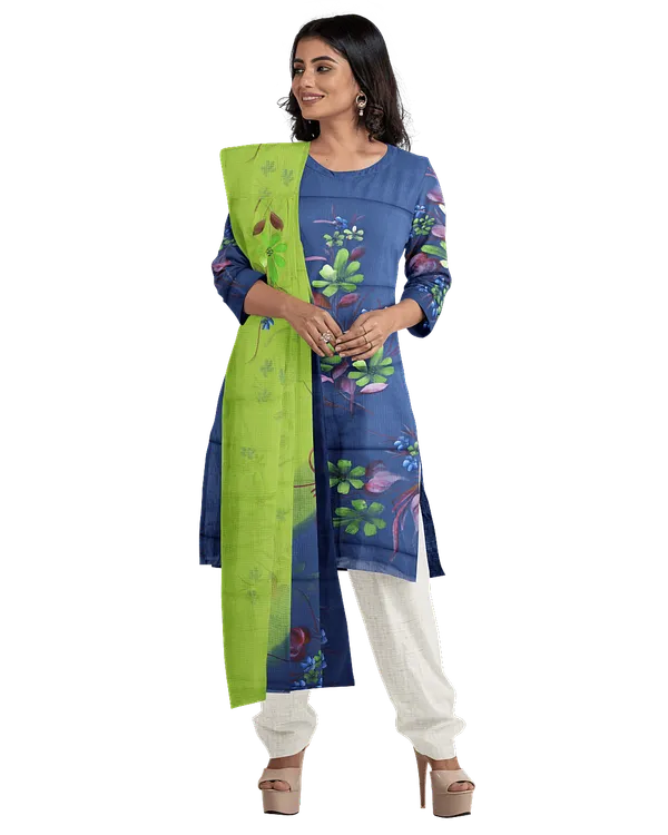 Blue_And_Green_Cotton_Premium_And_Elegant_Kurta_Set_For_Women
