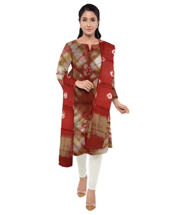 Rust_And_Beige_Cotton_Premium_And_Elegant_Kurta_With_Dupatta_For_Women
