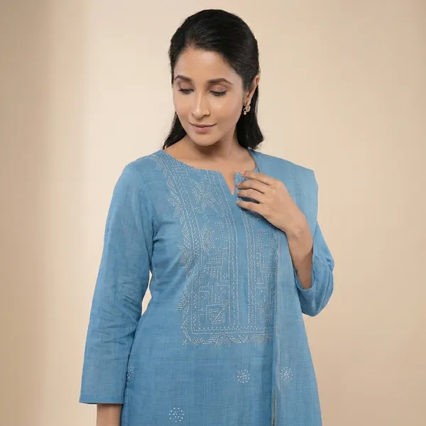 Blue_Cotton_Premium_And_Elegant_Kurta_With_Dupatta_For_Women