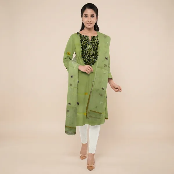 Green_Cotton_Premium_And_Elegant__Kurta_With_Dupatta__For_Women