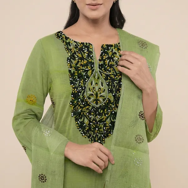 Green_Cotton_Premium_And_Elegant__Kurta_With_Dupatta__For_Women