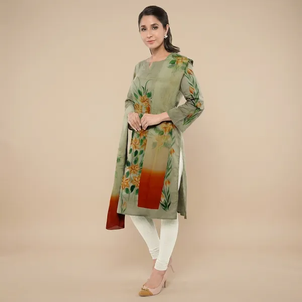 Olive_Green_Cotton_Premium_And_Elegant_Kurta_With_Dupatta_For_Women