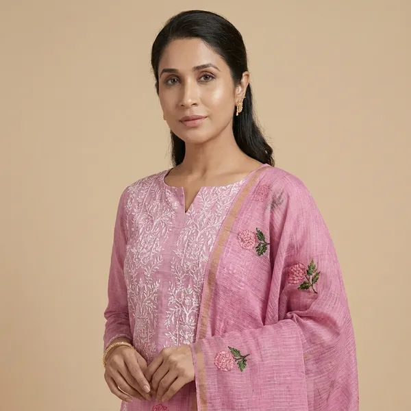 Pink_Cotton_Premium_And_Elegant_Kurta_With_Dupatta_For_Women