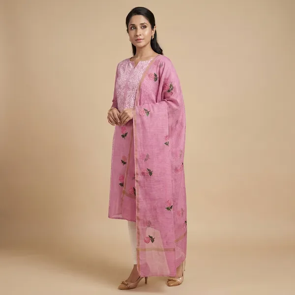 Pink_Cotton_Premium_And_Elegant_Kurta_With_Dupatta_For_Women