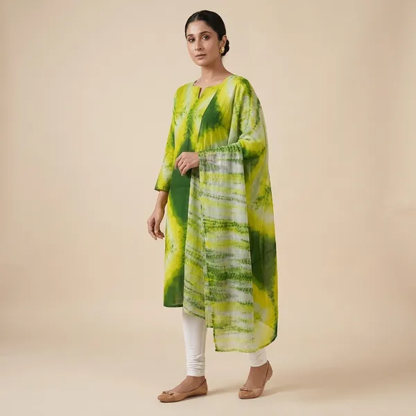 Green_And_Yellow_Cotton_Premium_And_Elegant_Kurta_With_Dupatta_For_Women