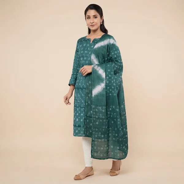 Teal_Green_Cotton_Premium_And_Elegant_Kurta_With_Dupatta_For_Women