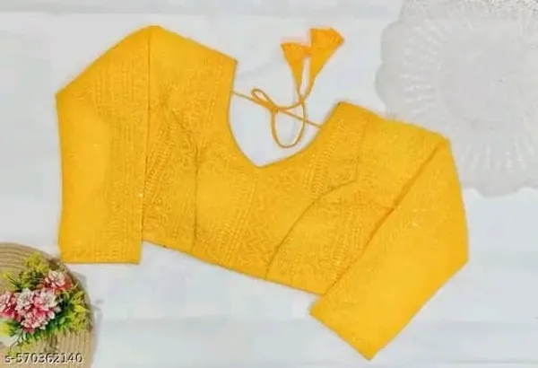 Yellow_Cotton_Embroidered_Blouse_With_Tassel_Tie