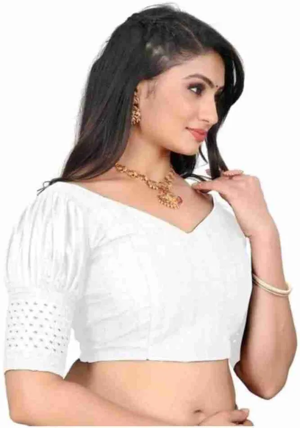 White_Embroidered_Cotton_Blouse_With_Puff_Sleeves_And_Back_Tie-Up