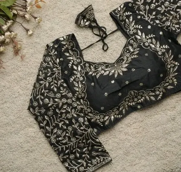 Black_Embroidered_Blouse_With_Floral_Design
