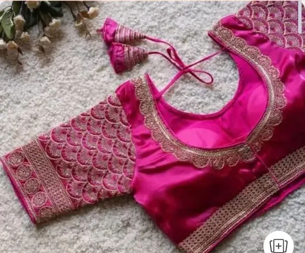 Magenta_Pink_Designer_Embroidered_Blouse_With_Scale_Pattern_And_Tassel_Detail