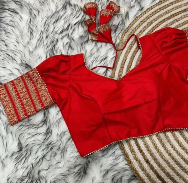 Red_Embellished_Blouse_With_Golden_Zari_Work_And_Tie-Up_Back