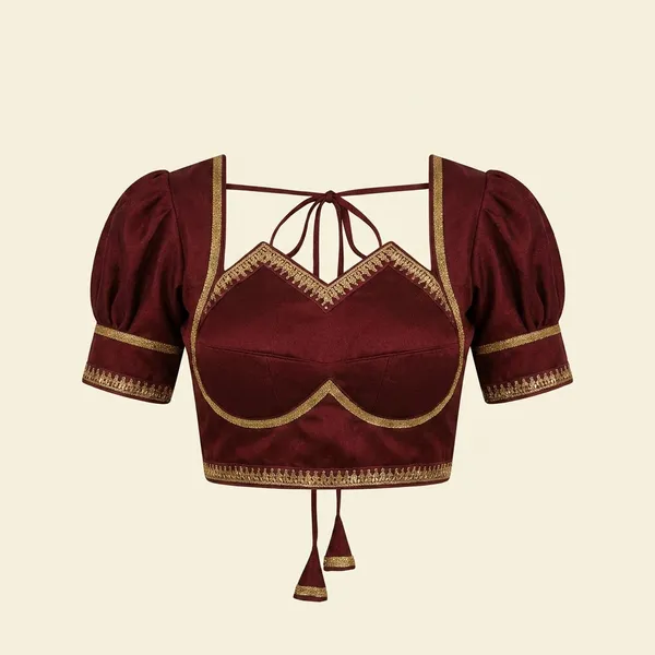 Maroon_Embellished_Blouse_With_Puff_Sleeves
