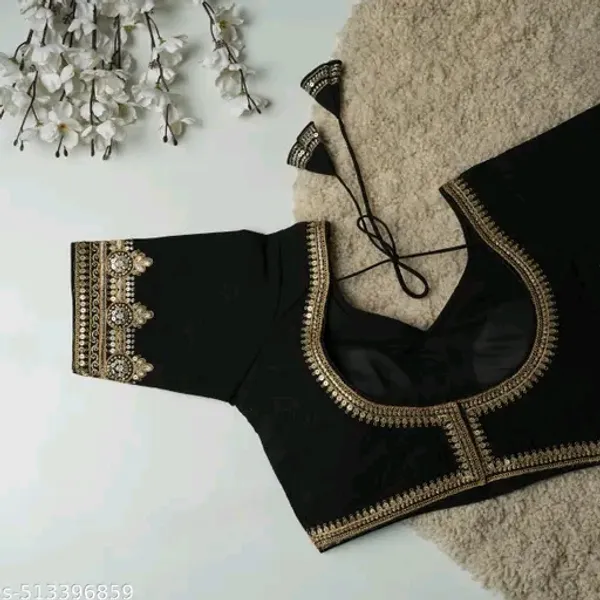Black_Embellished_Blouse_With_Golden_Zari_Work