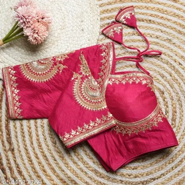 Pink_Embroidered_Saree_Blouse_With_Dori_Tie-Up