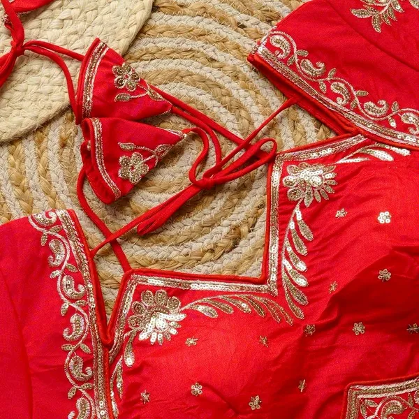 Red_Embroidered_Saree_Blouse_With_Lace-Up_Back_Design