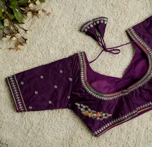 Purple_Embroidered_Silk_Blouse_With_Mirror_Work_And_Floral_Detailing