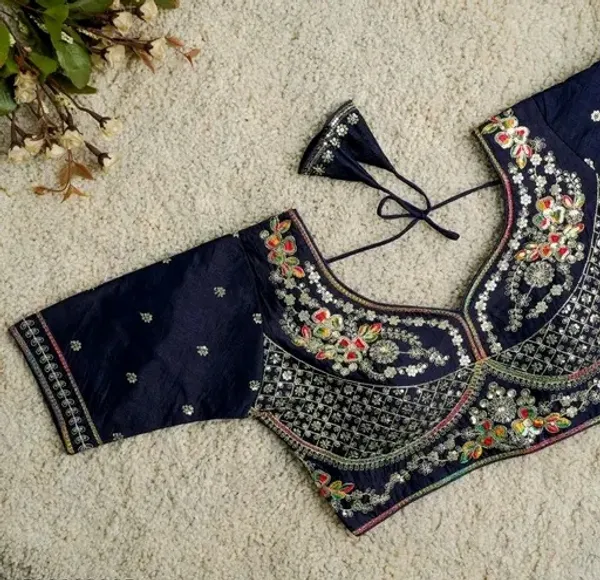 Navy_Blue_Embroidered_Blouse_With_Floral_And_Stone_Work