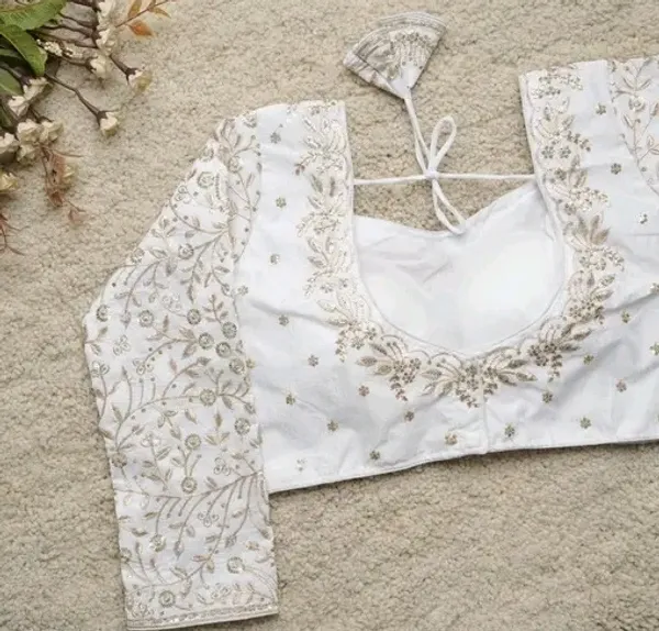Elegant_White_And_Silver_Embroidered_Blouse_With_Tie-Up_Detail