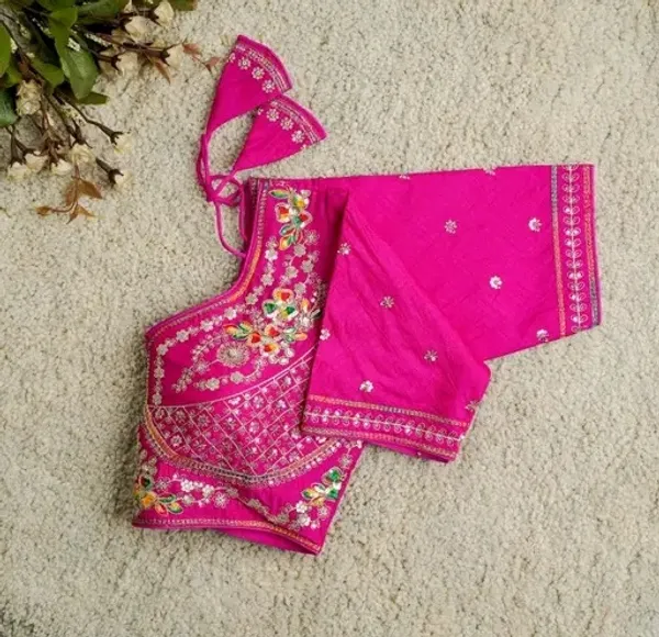 Pink_Embroidered_Blouse_With_Floral_Sequin_Work_And_Tassel_Tie-Up