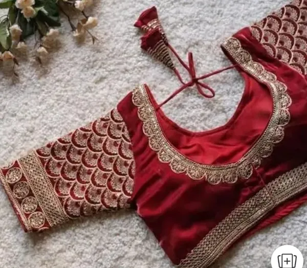Maroon_Embroidered_Designer_Blouse_With_Golden_Work