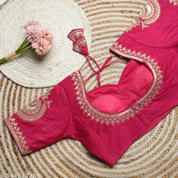 Pink_Embroidered_Saree_Blouse_With_Dori_Tie-Up