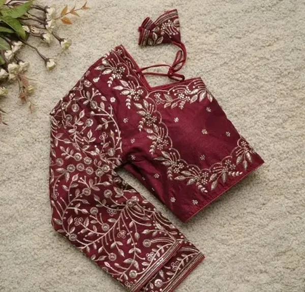 Maroon_Embroidered_Blouse_With_Floral_Design