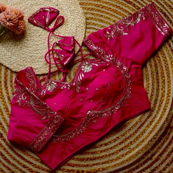 Magenta_Embellished_Blouse_With_Strappy_Back_Design