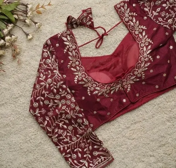 Maroon_Embroidered_Blouse_With_Floral_Design
