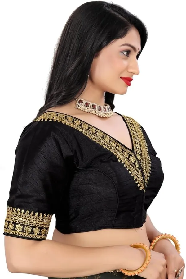 Black_Designer_Blouse_With_Golden_Embroidery_And_V-Neck_Design