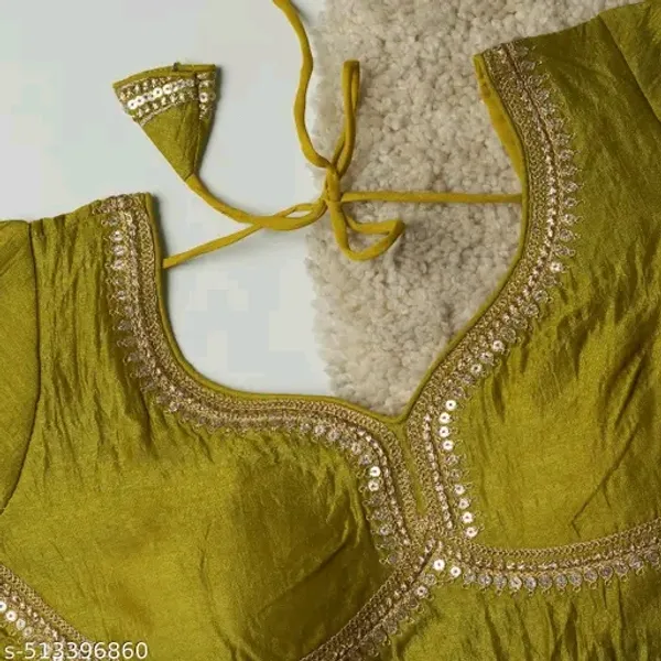 Olive_Green_Sequin_Embellished_Designer_Blouse_With_Tie-Up_Back