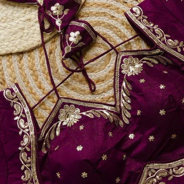 Purple_Embroidered_Blouse_With_Golden_Zari_Work_And_Tassel_Tie-Up