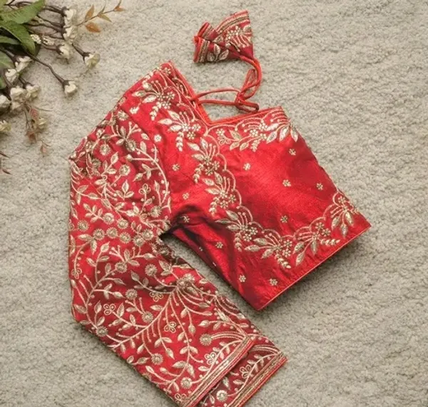 Red_Embroidered_Bridal_Blouse_With_Golden_Floral_Zari_Work