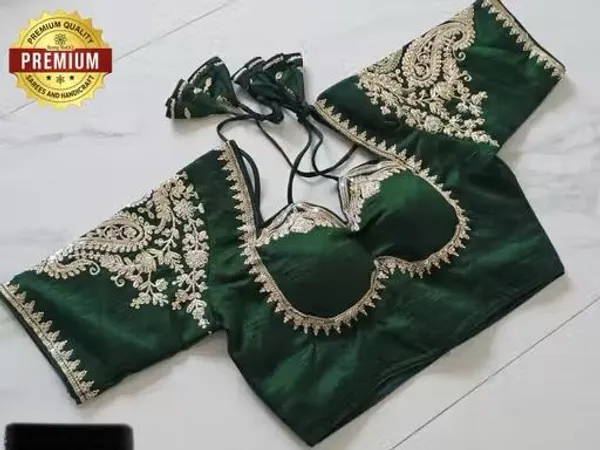 Premium_Embroidered_Readymade_Saree_Blouse_-_Bottle_Green_With_Silver_Zari_Work