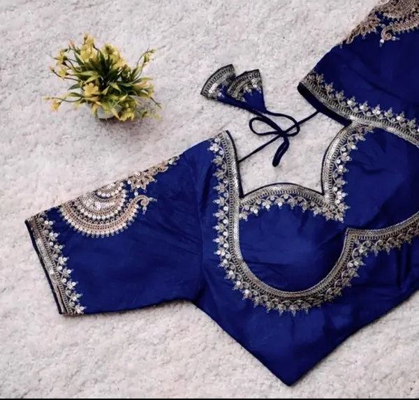 Royal_Blue_Embroidered_Blouse_With_Silver_Lace_Detailing